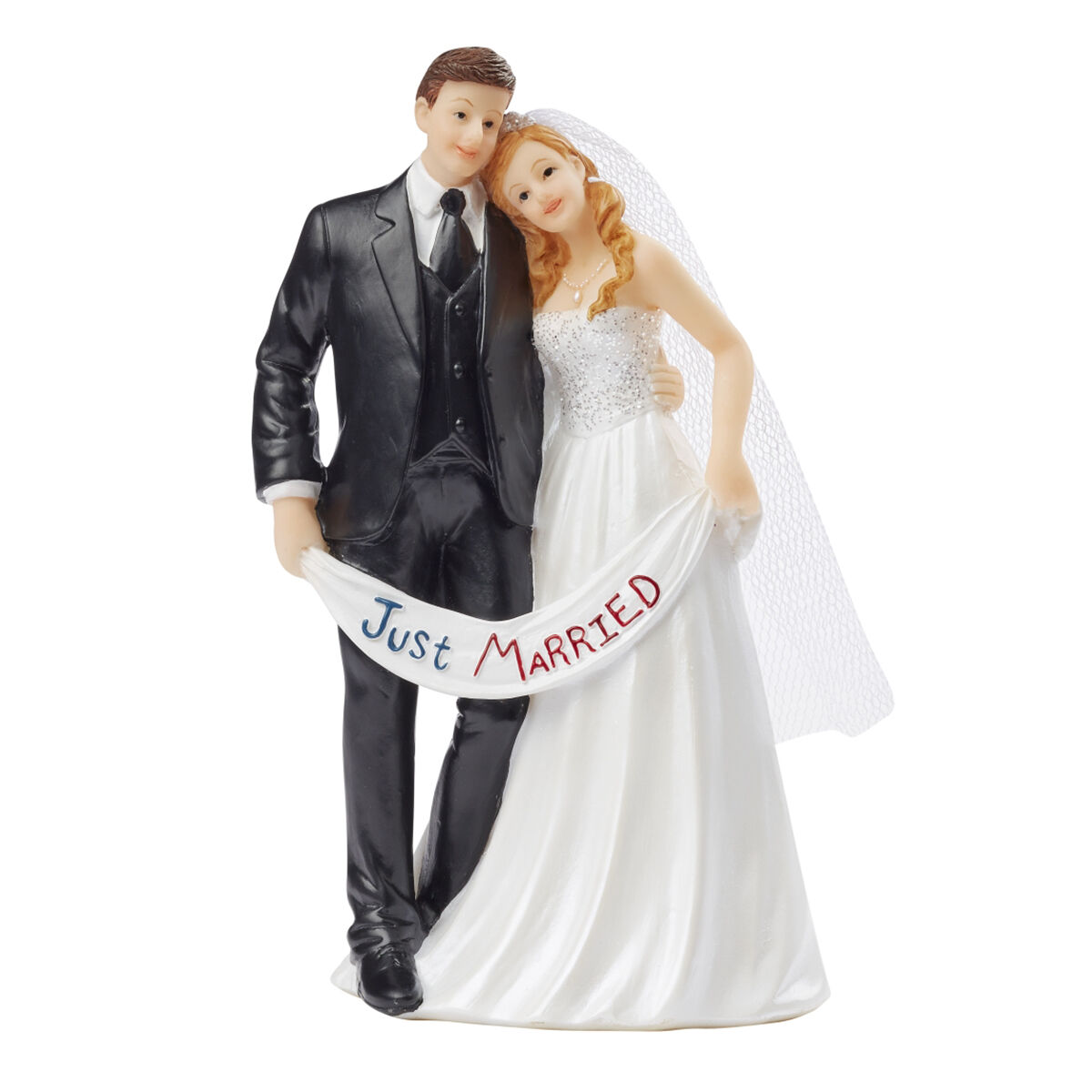 NEU Hochzeitspaar mit Just-Married-Sch�rpe, Gr��e ca. 13,5 x 7 cm