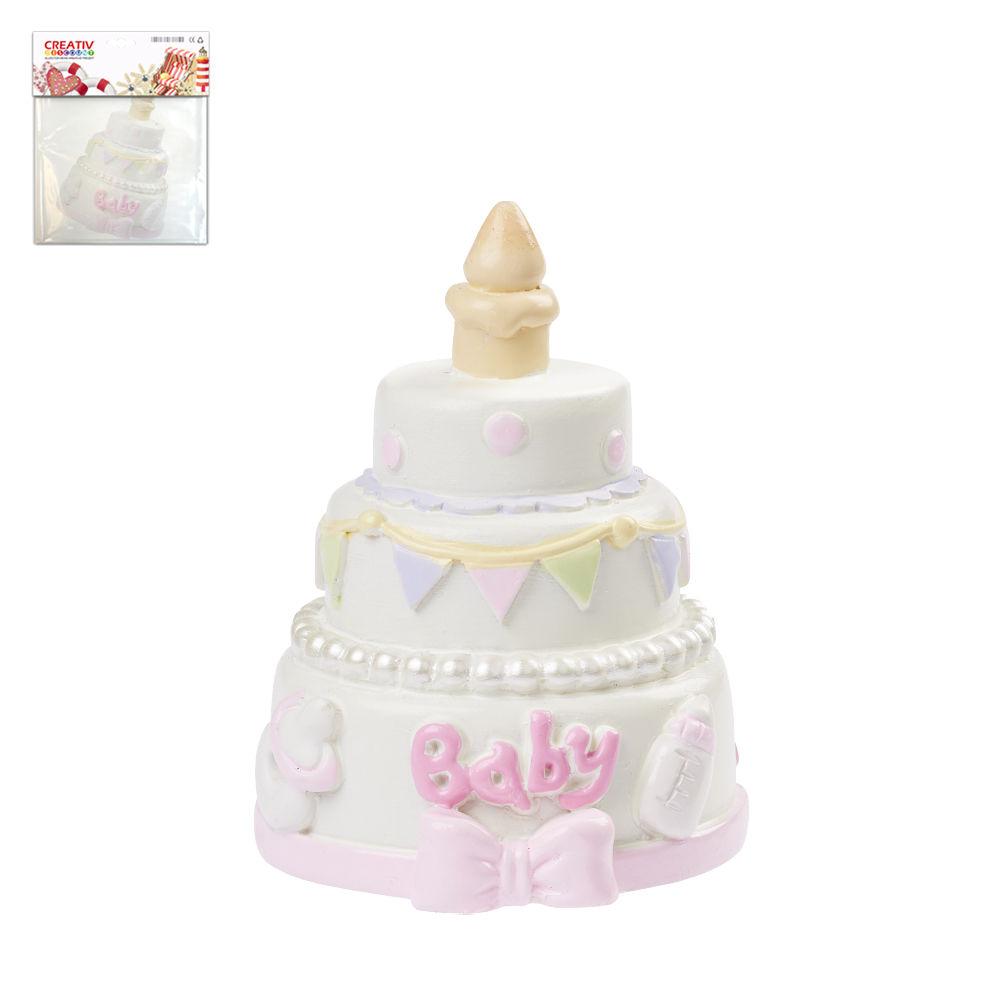 SALE Hobbyfun Mini Baby-Girl Torte, Rosa, ca. 4,5 cm