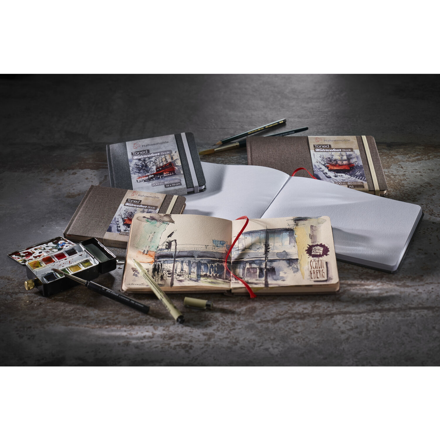 SALE Toned Watercolour Book Beige, 200g/m�, 14 x 14 cm, 60 Seiten Bild 3