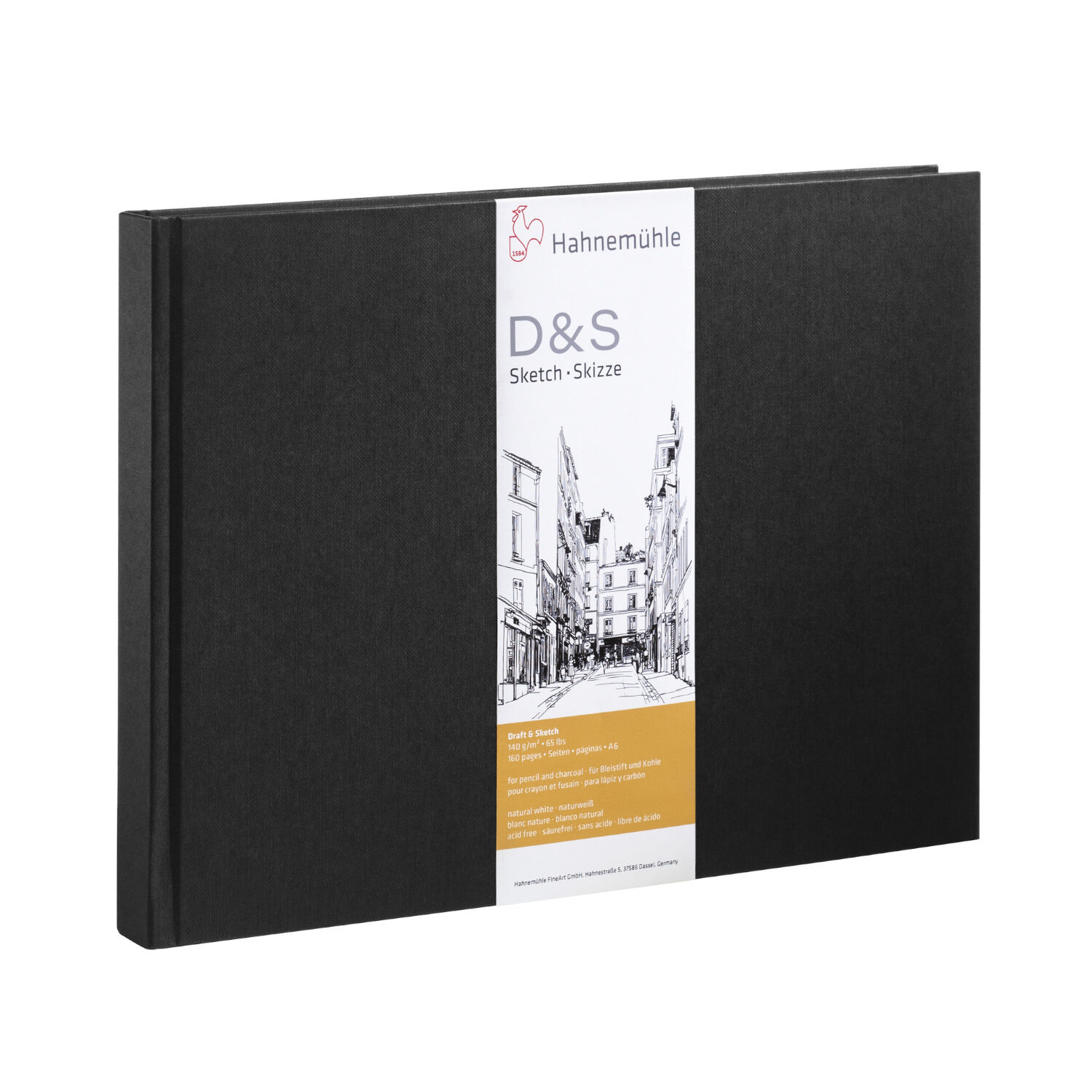 SALE Skizzenbuch D&S, schwarz, 140g/m�, DIN A6 quer, 124 Seiten