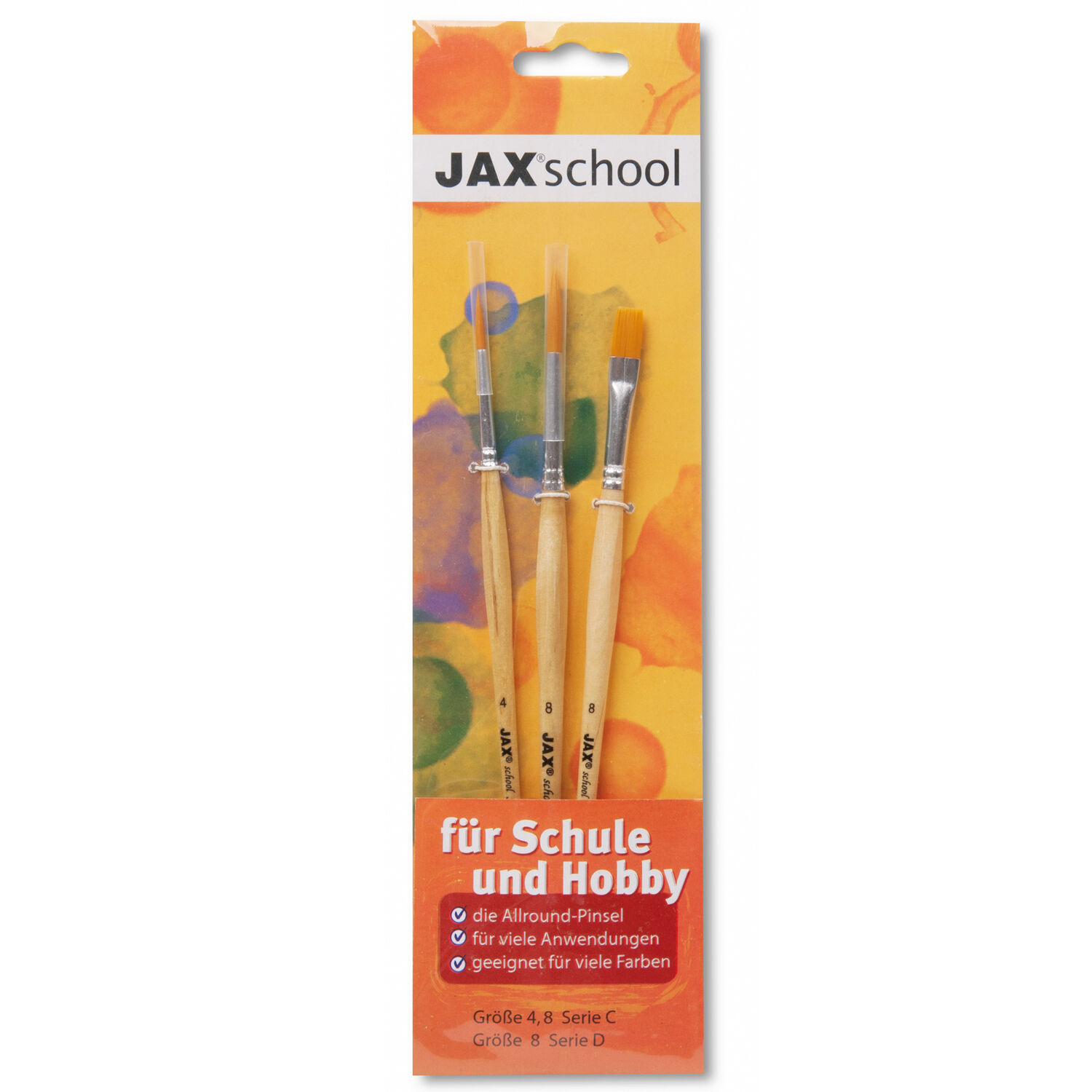 NEU Set Schulmalpinsel, 3 St�ck sortierte Gr��en, rund und flach, Synthetikhaar Bild 2