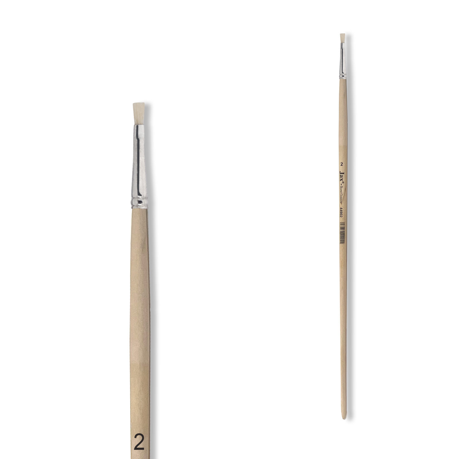 SALE Schulpinsel / Borstenpinsel f�r Acryl- / �lmalerei, flach, langer Stiel, Gr. 2