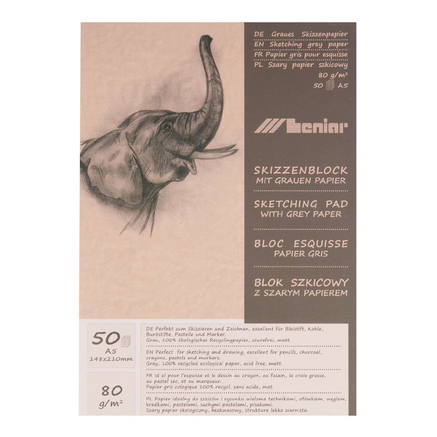 SALE Skizzenblock A5, 80g/m� 50 Blatt, Graubraun
