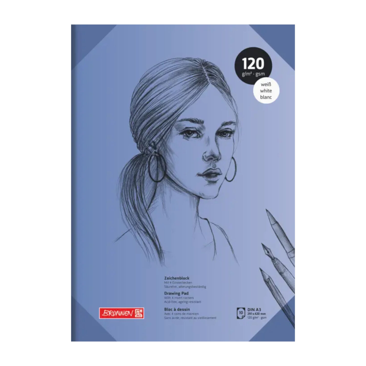 NEU Zeichenblock DIN A3, 120g/m�, 10 Blatt, mit 4 Einsteckecken