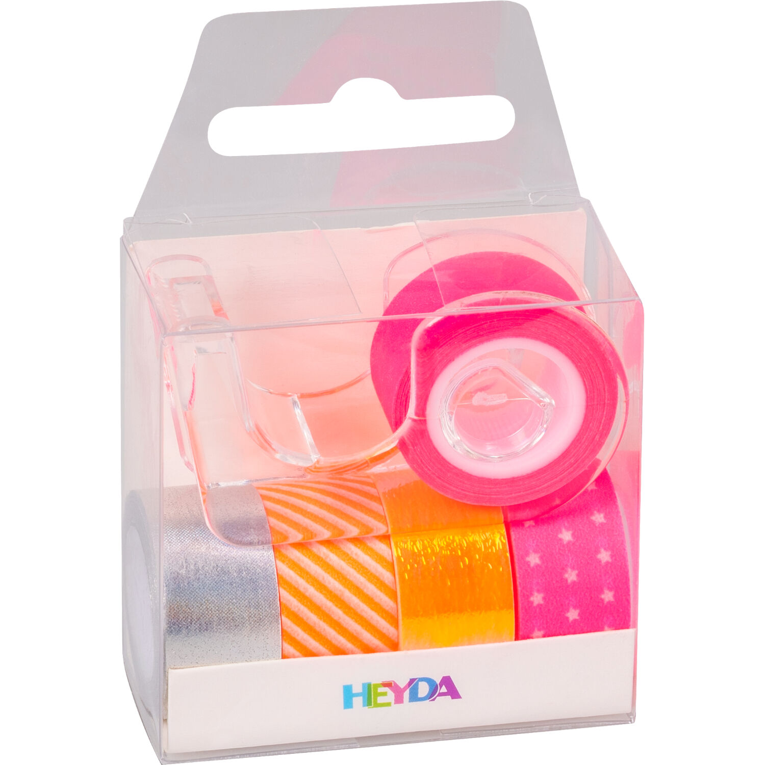 NEU Deko Tape / Klebeband, 5 Rollen + Abroller, Mini Akzente Neon Orange / Pink Bild 3
