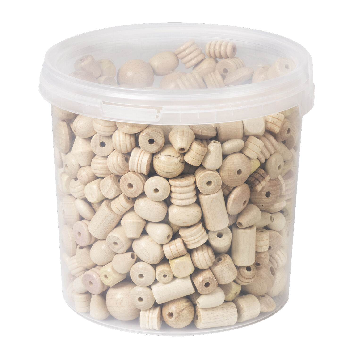 NEU Holzperlen-Eimer, KiGa / Schul-Gro�packung, Natur, Gr��en ca. 6-25mm, 2,5 Liter