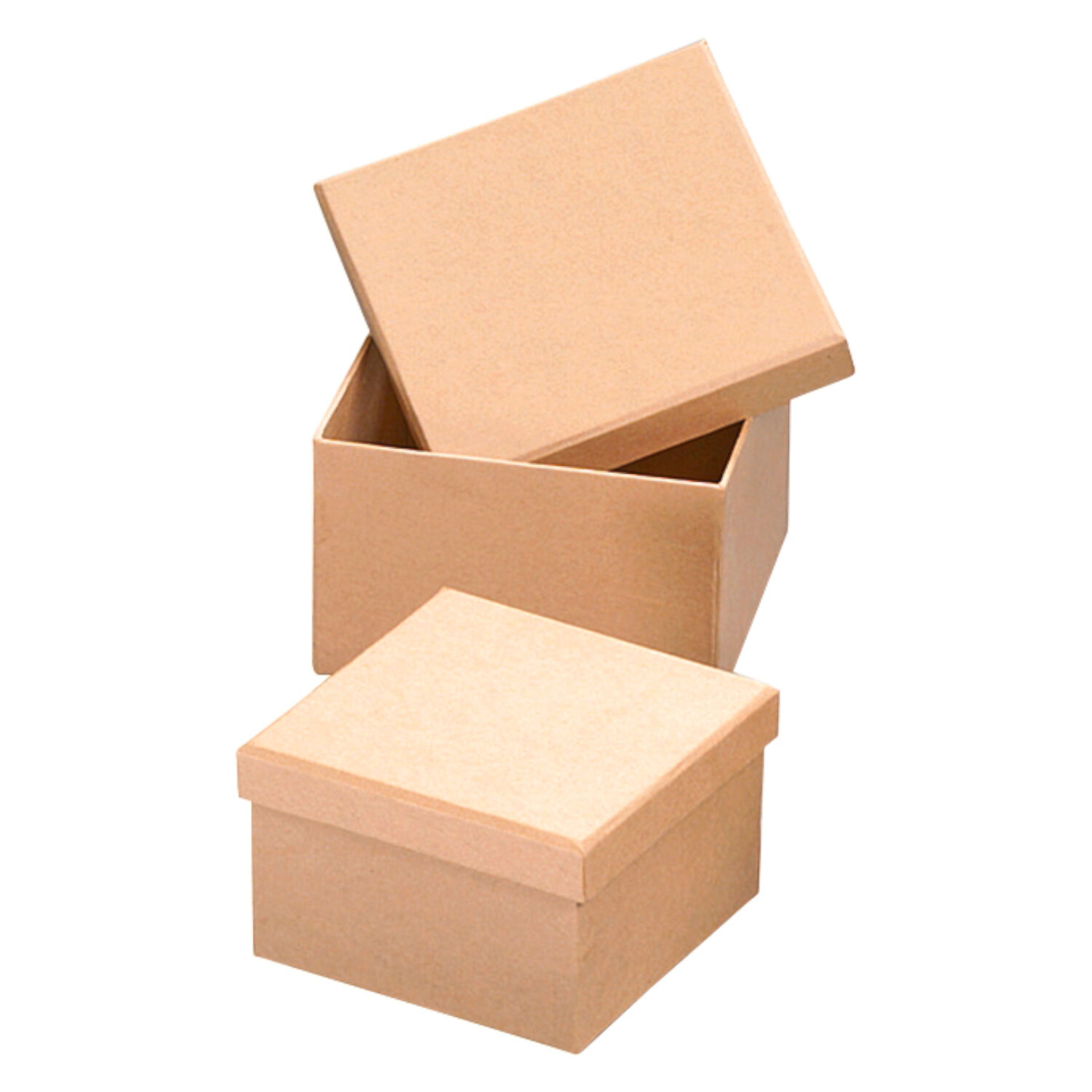 NEU Boxen-Set Pappe natur, quadratisch mit Deckel, 2 St�ck, 11,5 x 11,5 x 7,5 cm + 10 x 10 x 8,8 cm