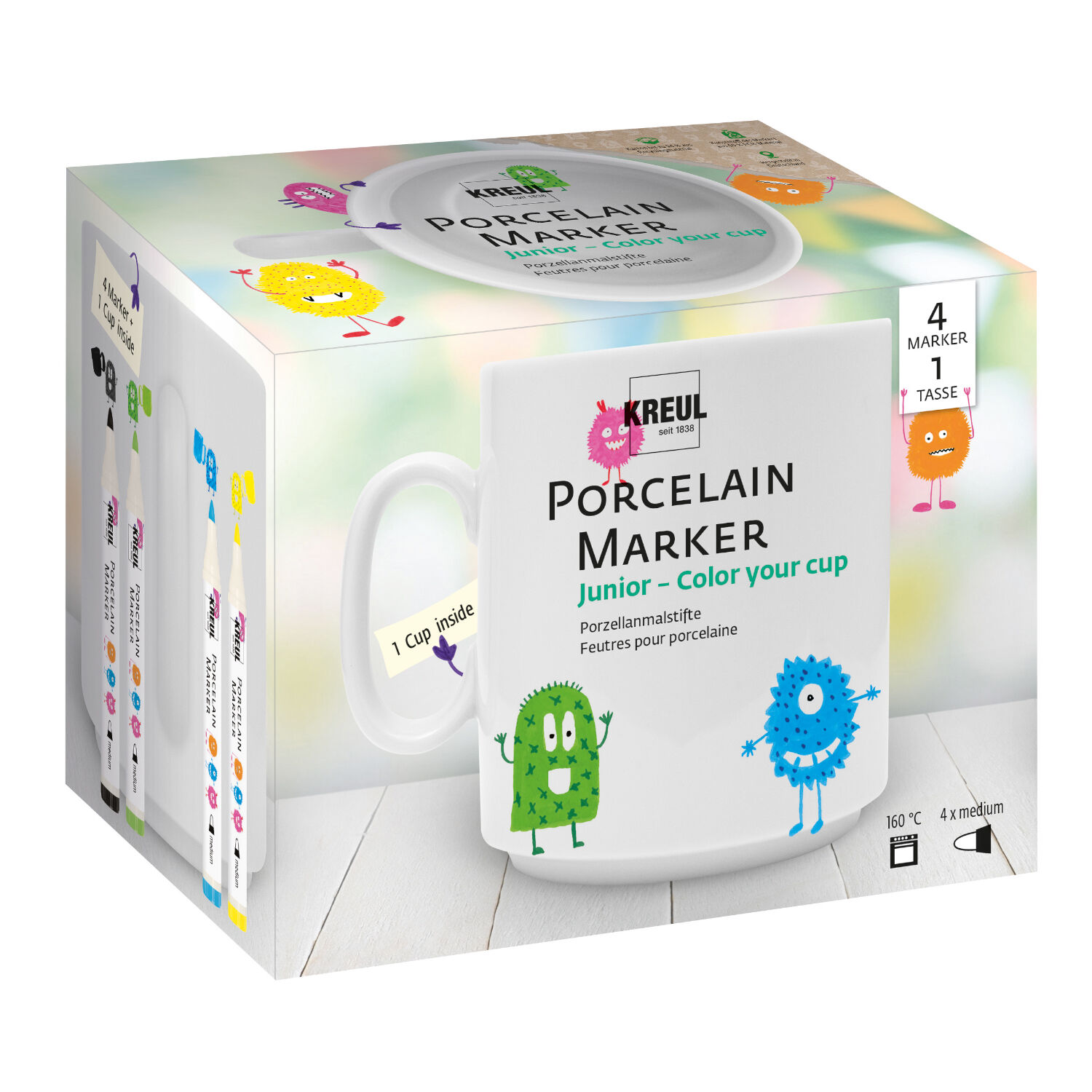 KREUL Porzellan Marker / Porzellanmalstift medium Junior Set Color your cup
