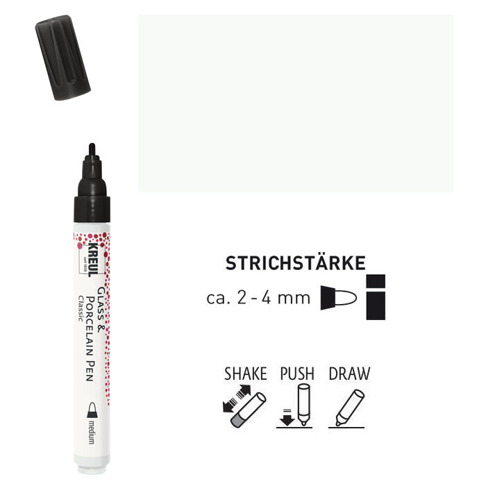 Kreul Glas & Porzellan Pen Classic / Deckend, Porzellanmalstift Wei�, 2-4 mm