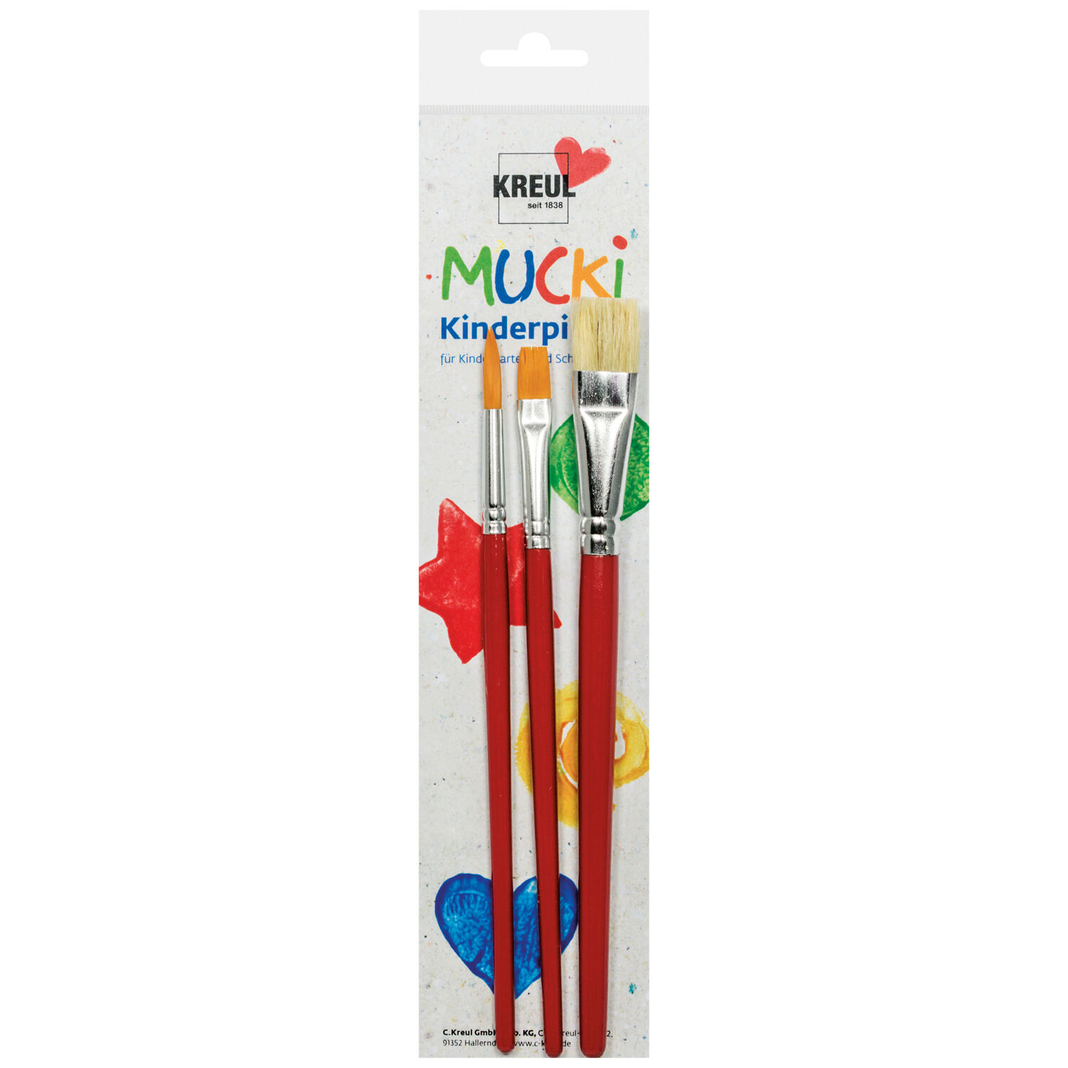 MUCKI Kreativpinsel f�r Schule+Hobby, 3er Set