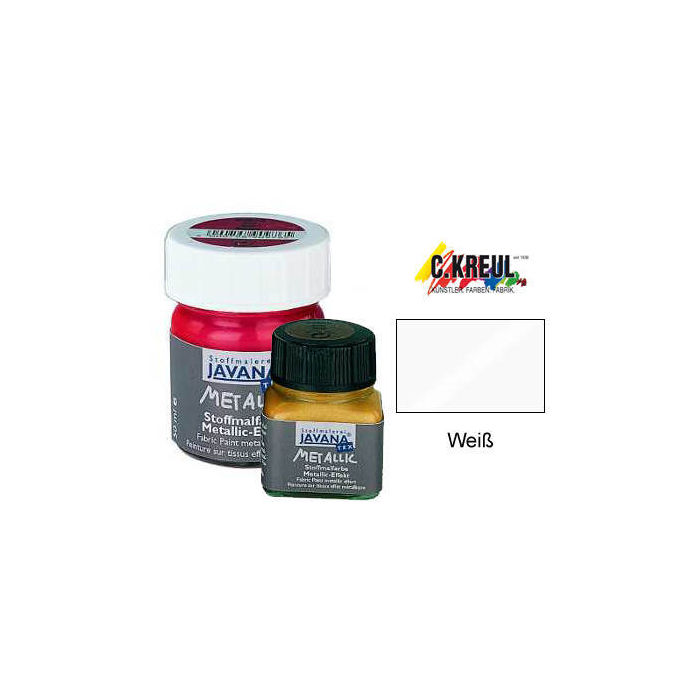 SALE JAVANA Tex Stoffmalfarbe Metallic Wei� 20ml