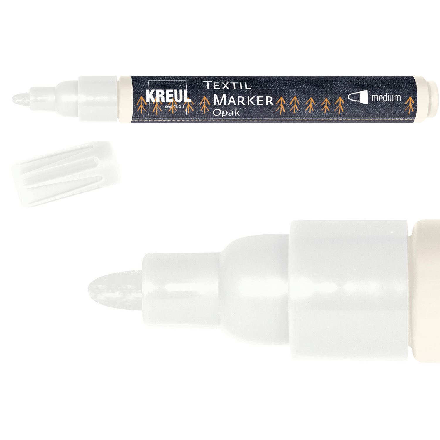 Kreul Textil Marker / Stoffmalstift, Opak, Medium, 2-4 mm, Wei�