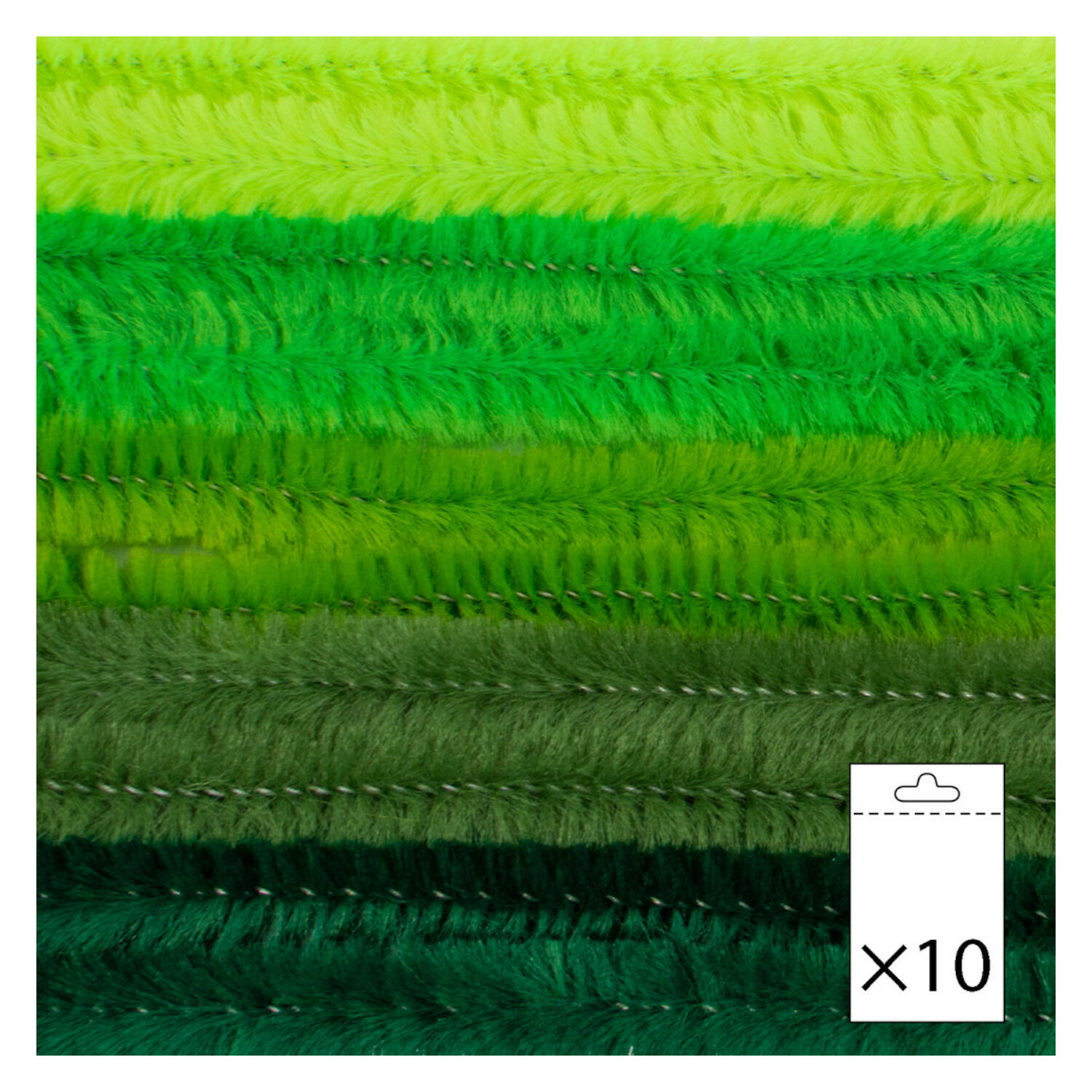 Chenilledraht / Pfeifenputzer / Biegepl�sch, 8mm x 50cm, 10 Stk., Mix Gr�nt�ne