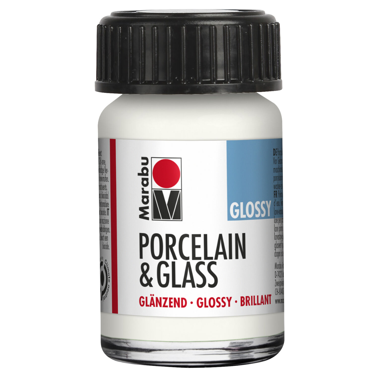 NEU Porcelain & Glass Glossy, gl�nzende Glasmalfarbe / Porzellanfarbe 15 ml, Wei�