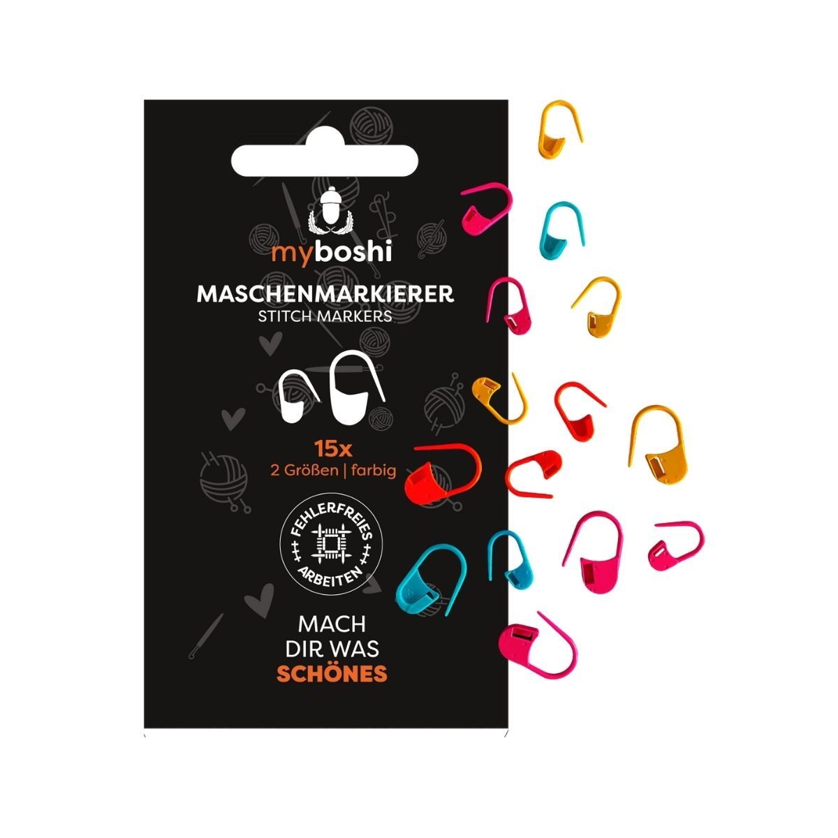 myboshi Maschenmarkierer 15 St�ck, 2 Gr��en, Kunststoff