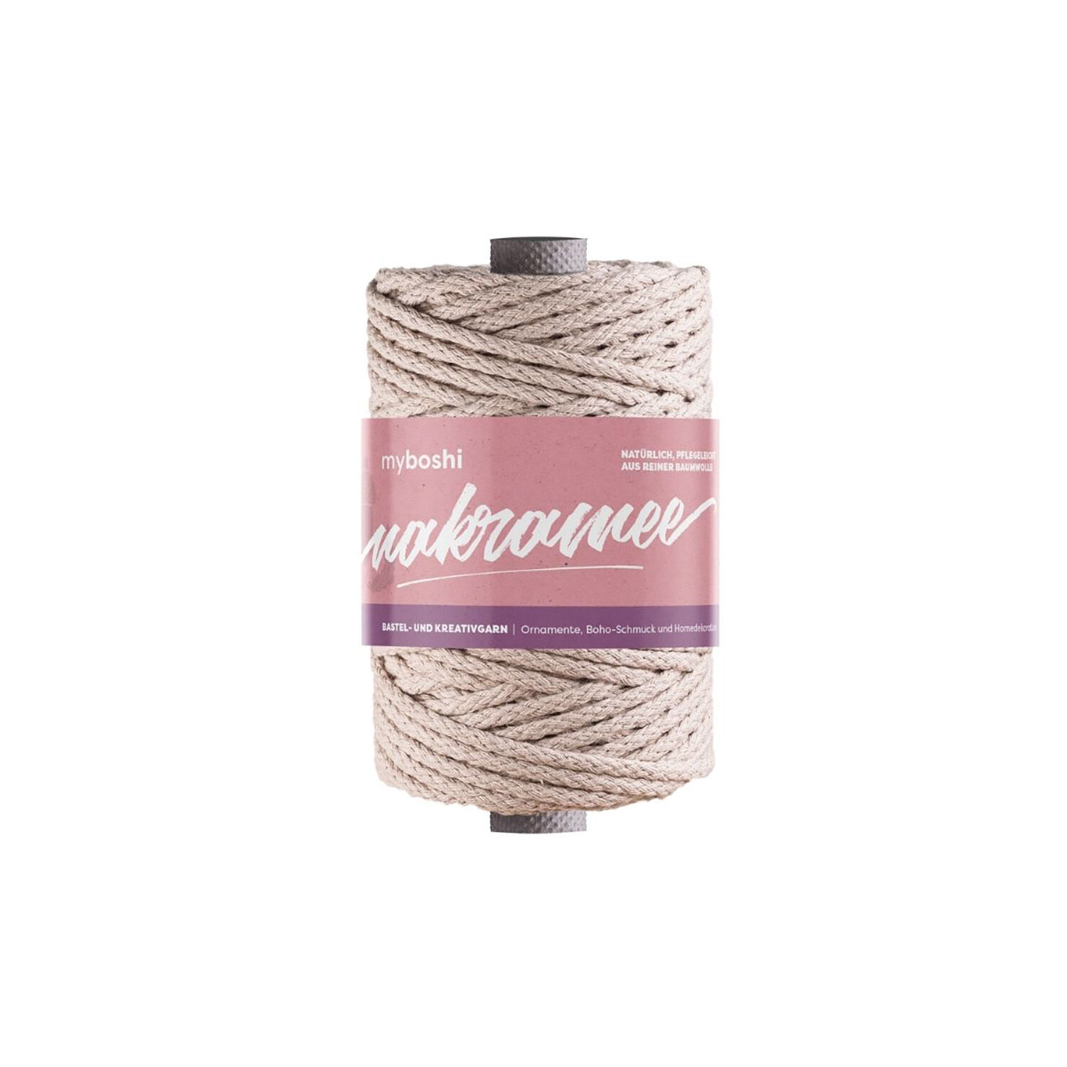 NEU myboshi Makramee-Garn / Baumwollgarn zum Kn�pfen, 4 mm geflochten, 50 m, Farbton: Nude