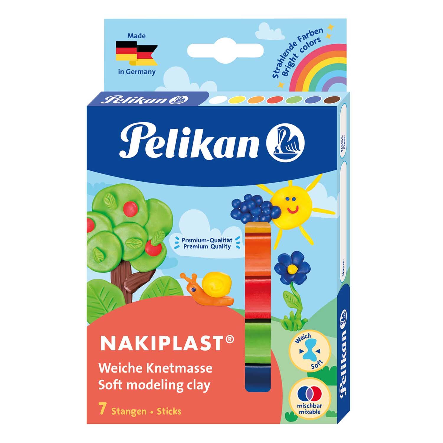 SALE Pelikan Kinderknete / Wachsknete Nakiplast dauerelastisch, 7 Farben, 125 g