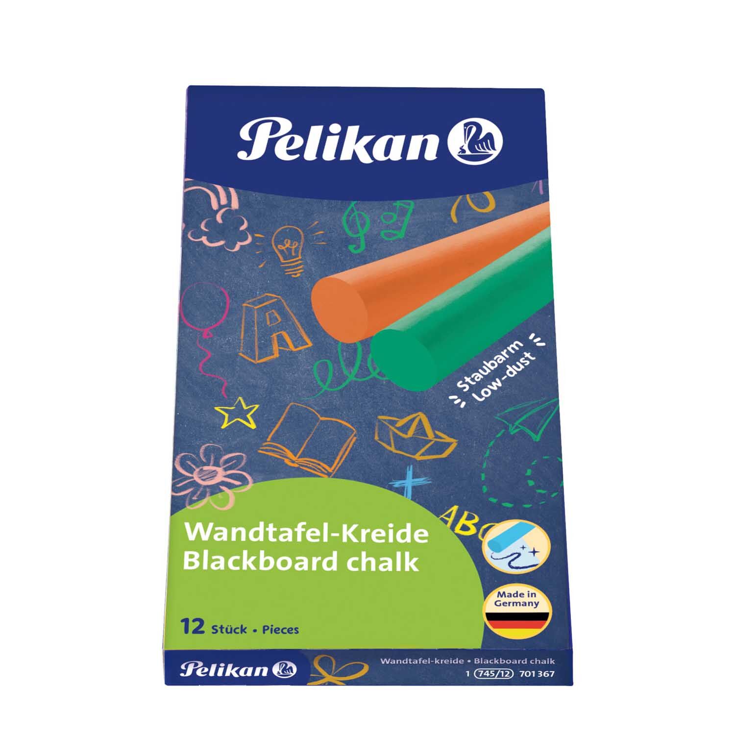 SALE Pelikan Tafelkreide farbig, 12 Farben