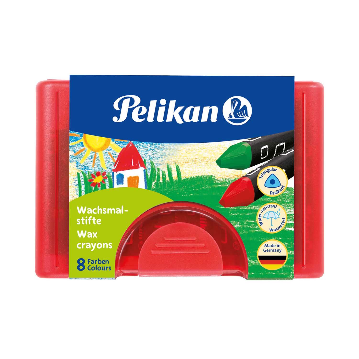 SALE Pelikan Wachsmalstifte, dreieckig, wasserfest, 8 St�ck im Etui Bild 2