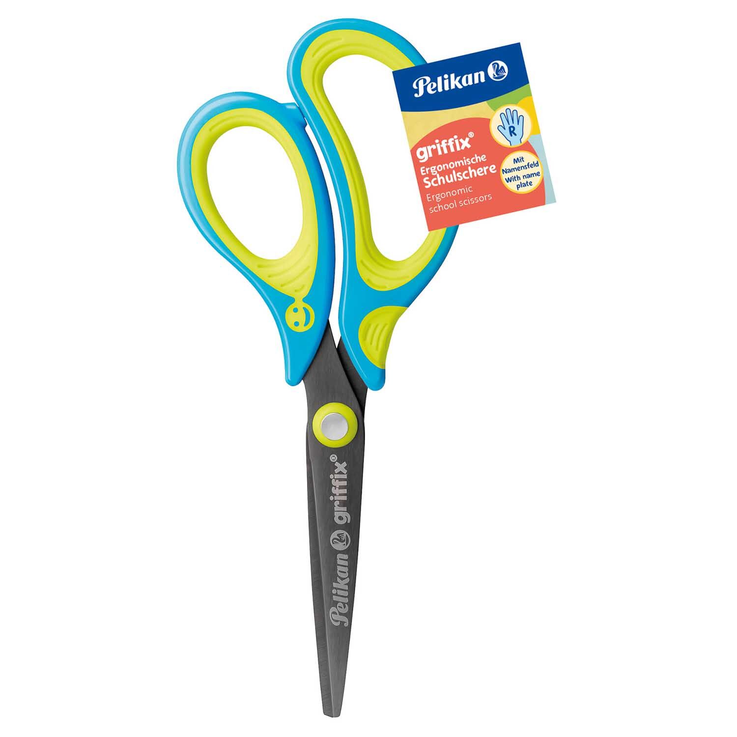 SALE Pelikan Griffix Schulschere, Rechtsh�ndermodell Spitz, 15cm, Neon Fresh Blue Bild 4