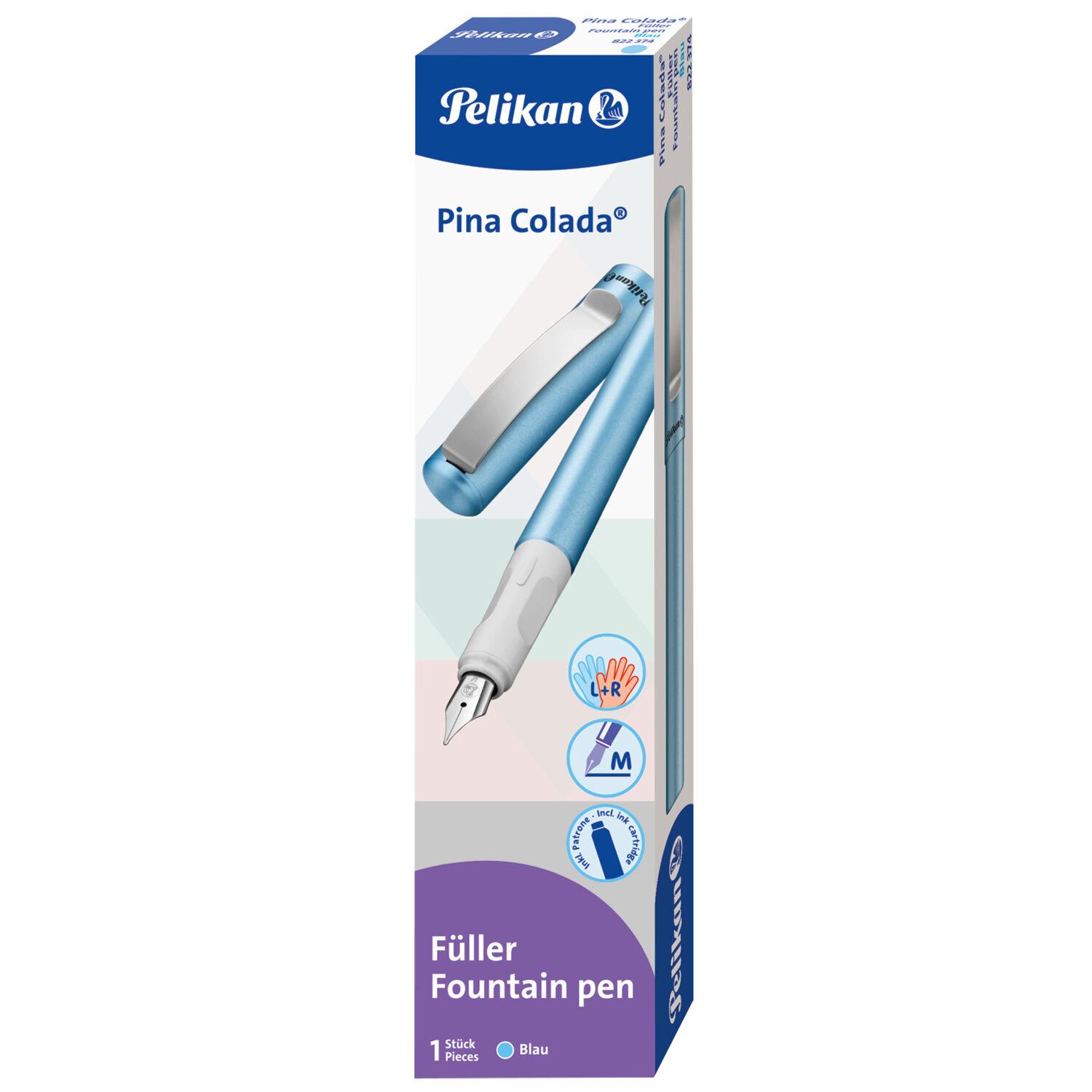SALE Pelikan F�llhalter Pina Colada f�r Links- und Rechtsh�nder, Blau Metallic