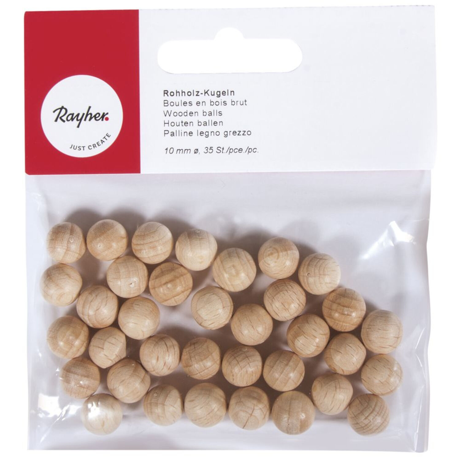 Rayher Rohholz-Kugeln, 35 St�ck, 10 mm �, ungebohrt