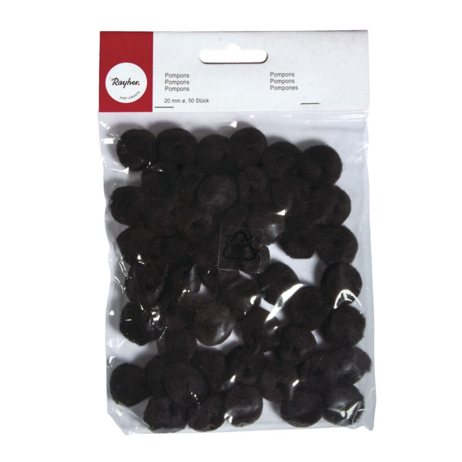 Rayher Pompons, 20 mm, 50 St�ck, schwarz