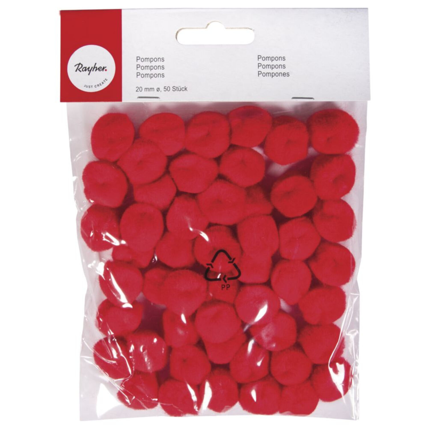 Rayher Pompons, 20 mm, 50 St�ck, rot