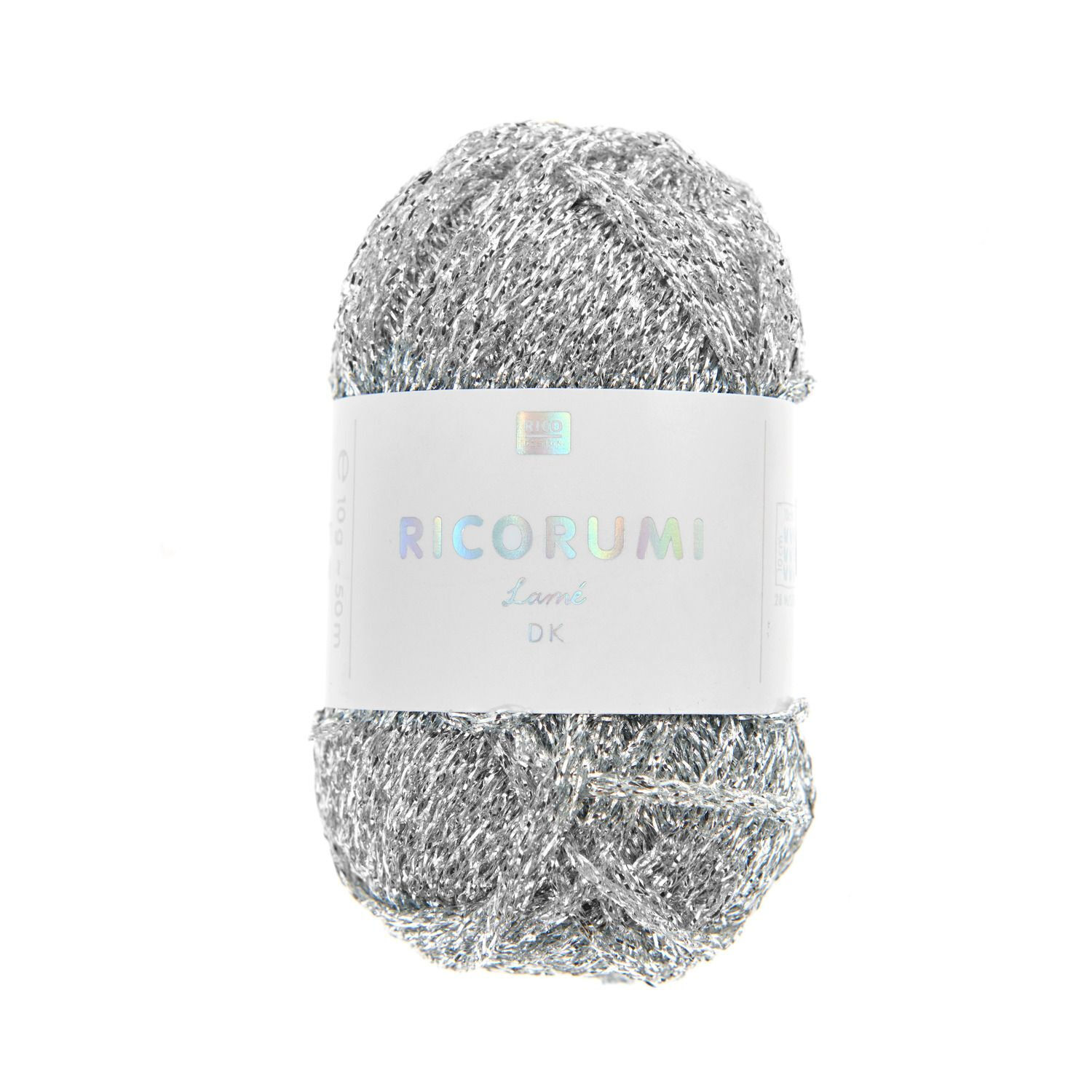 Ricorumi Lam� H�kelgarn, 62% Polyester und 38% Polyamid, 10 g, Silber