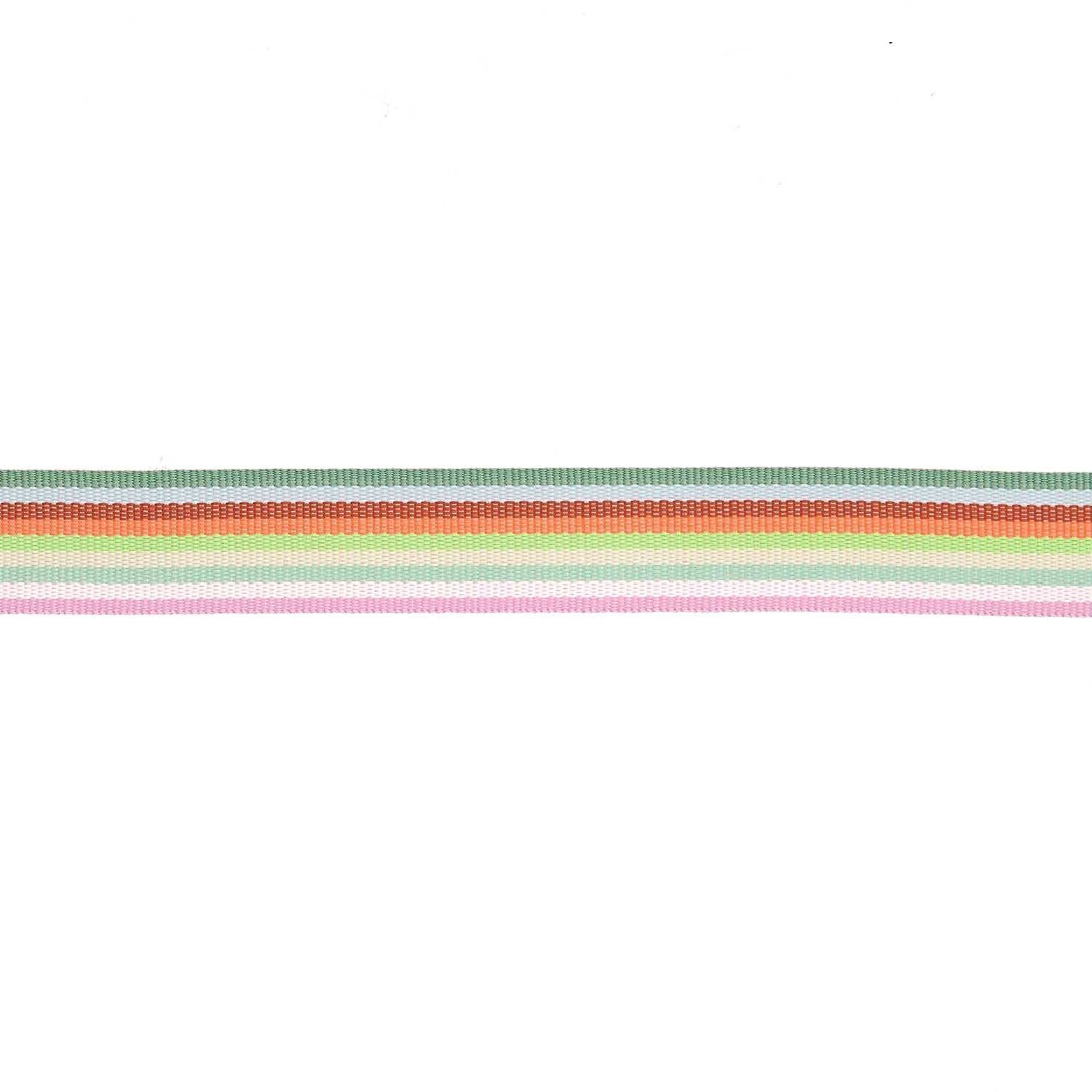 Webband Multi Streifen, 100% Polyester, Pink-Gr�n-Gelb-Rot-Blau, 20 mm x 3 m Bild 2