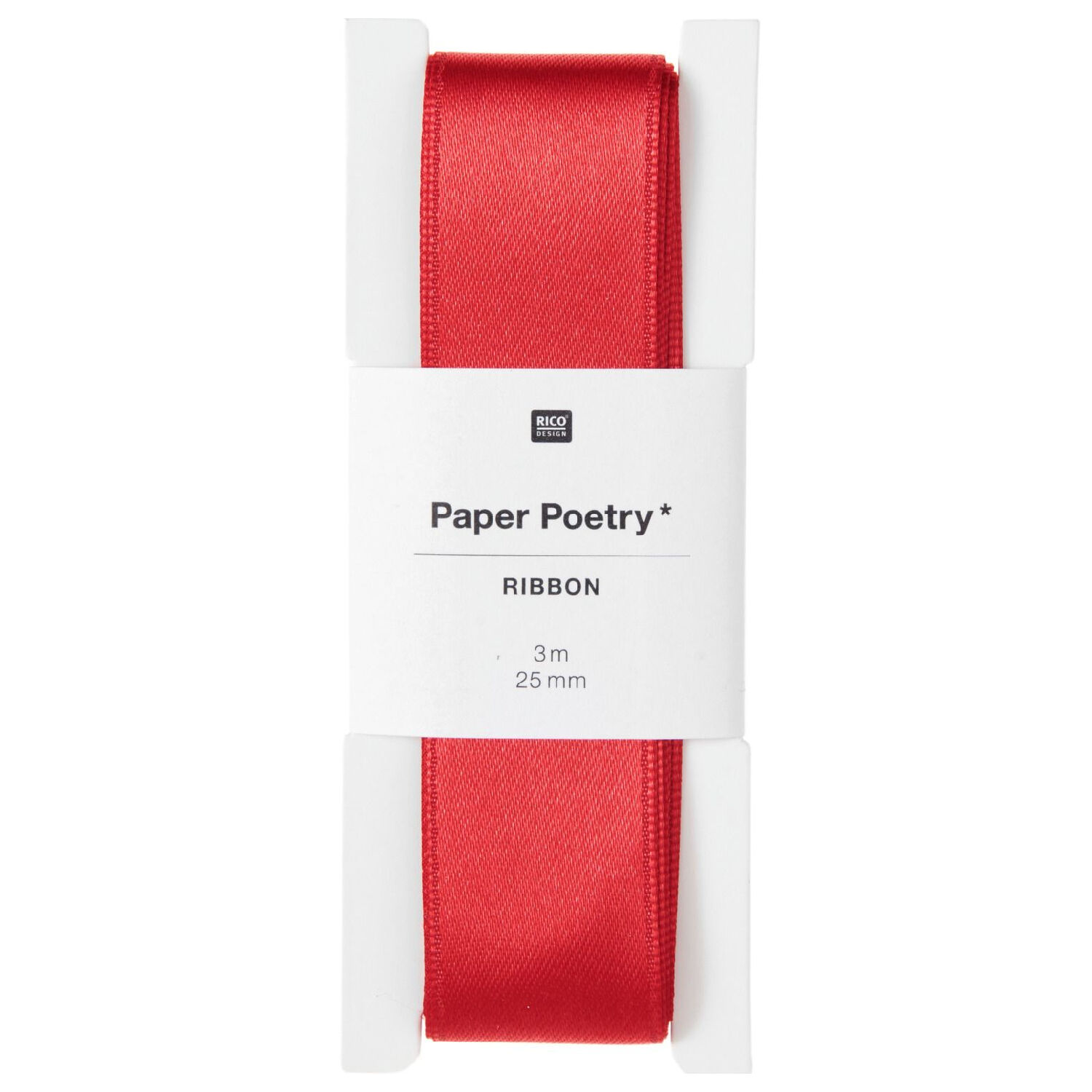 Satinband gl�nzend, 100% Nylon, Rot, 25 mm x 3 m