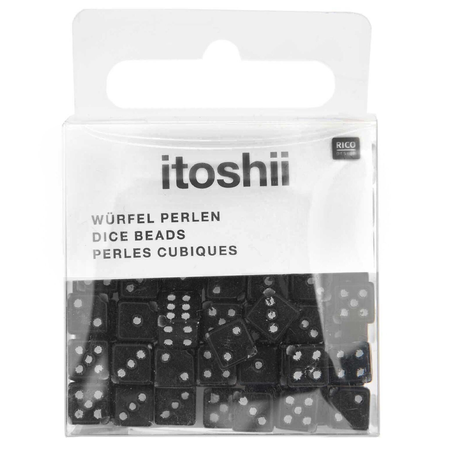 Kunststoff-Perlen Itoshii, W�rfel, 6 x 6 x 6 mm, 96 Stk, Classic Schwarz Bild 2