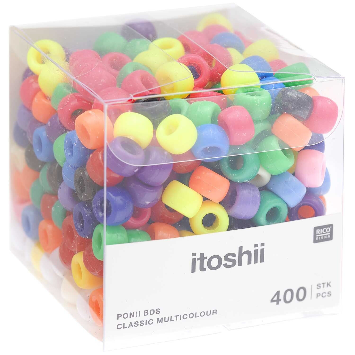 Kunststoff Gro�loch-Perlen, Itoshii Ponii, rund, 9 x 6 mm, 400 Stk, Bunt Bild 3