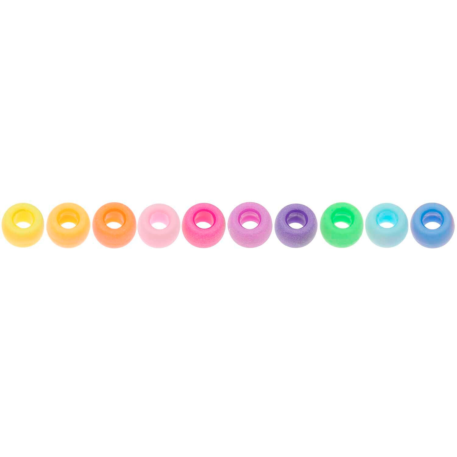 Kunststoff Gro�loch-Perlen, Itoshii Ponii, rund, 9 x 6 mm, 80 Stk, Matt Mix