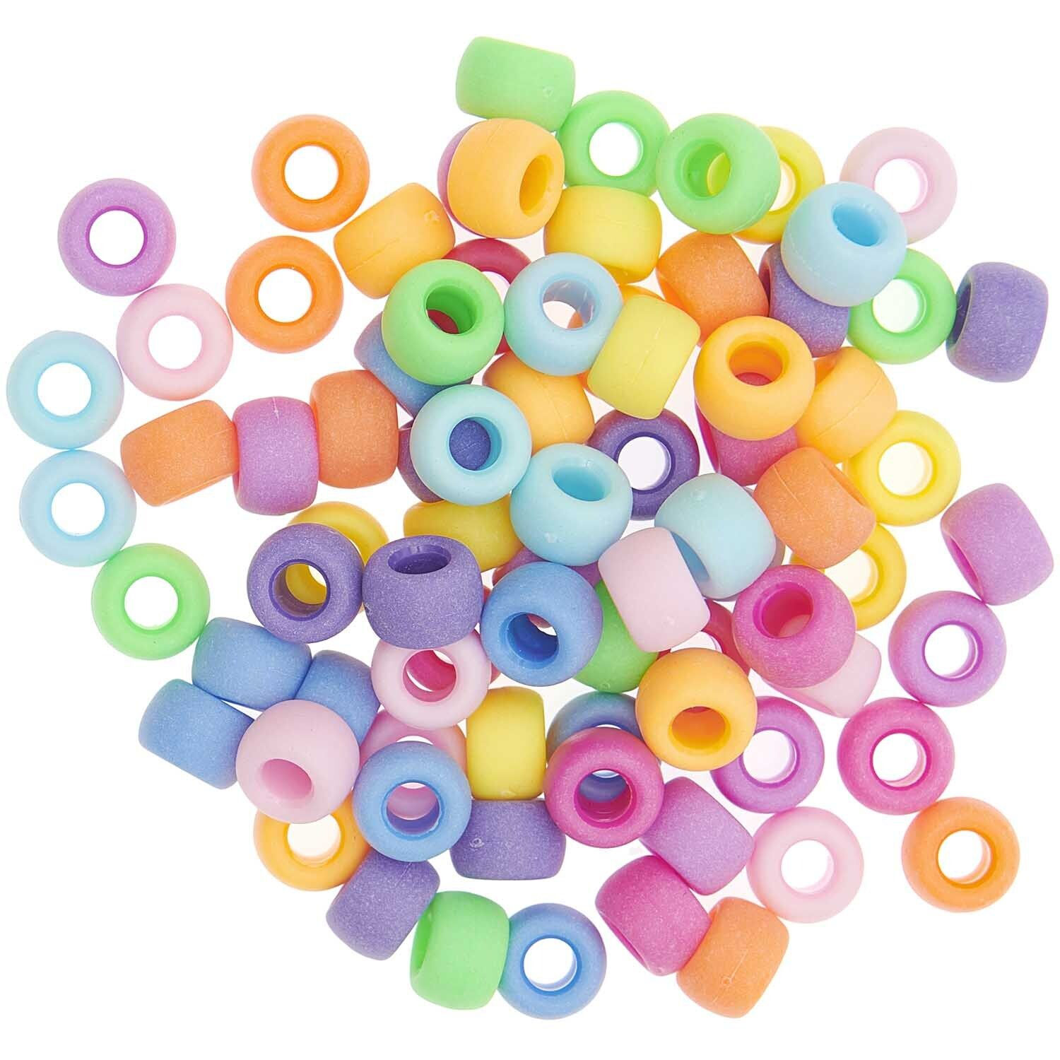 Kunststoff Gro�loch-Perlen, Itoshii Ponii, rund, 9 x 6 mm, 80 Stk, Matt Mix Bild 2