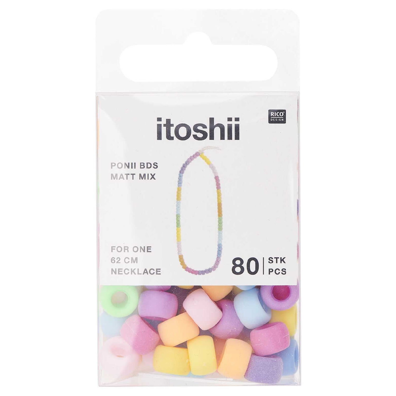 Kunststoff Gro�loch-Perlen, Itoshii Ponii, rund, 9 x 6 mm, 80 Stk, Matt Mix Bild 3