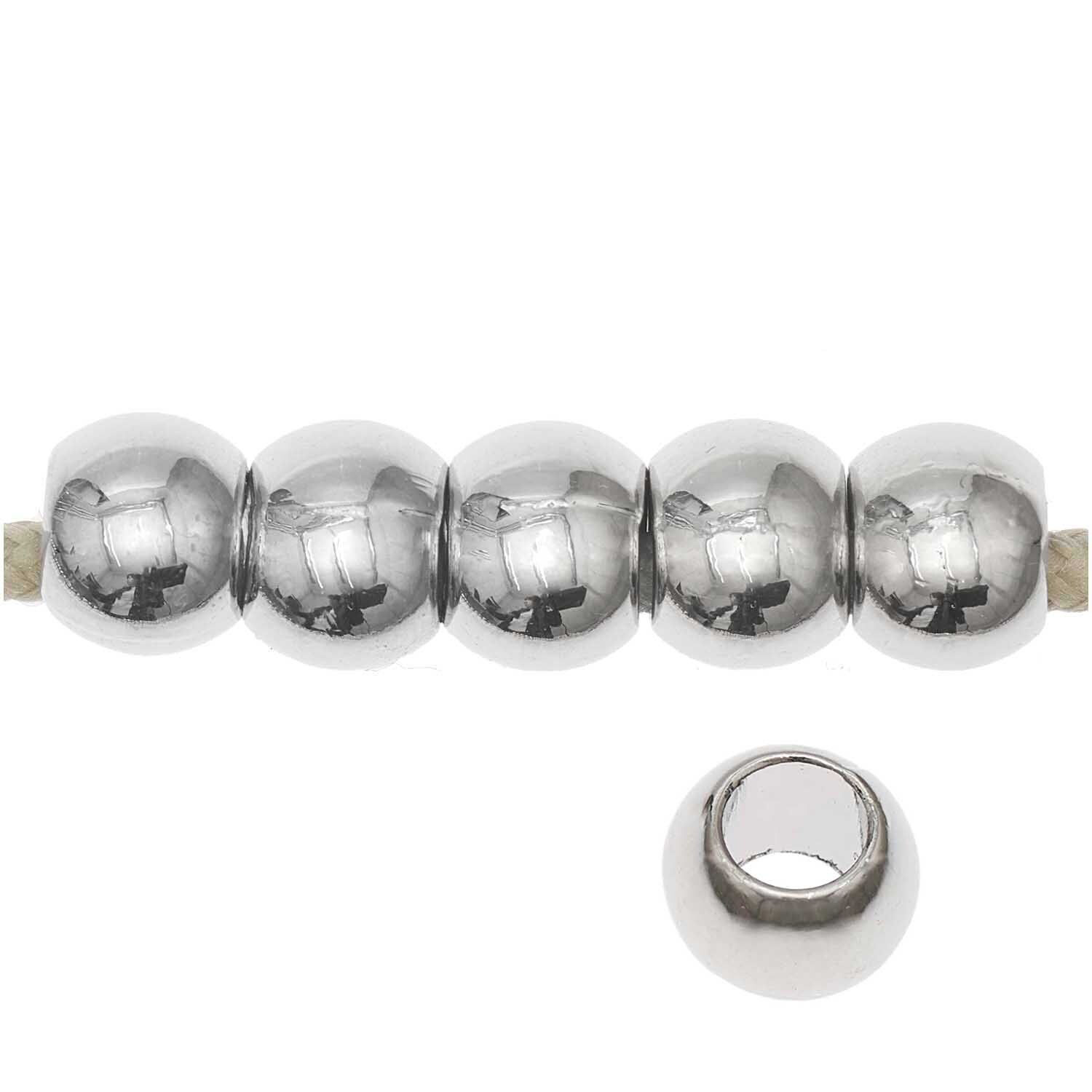 Metall Gro�loch-Perlen, Itoshii Ponii, Perle, 9 x 7 mm, 20 Stk, Silber Bild 2