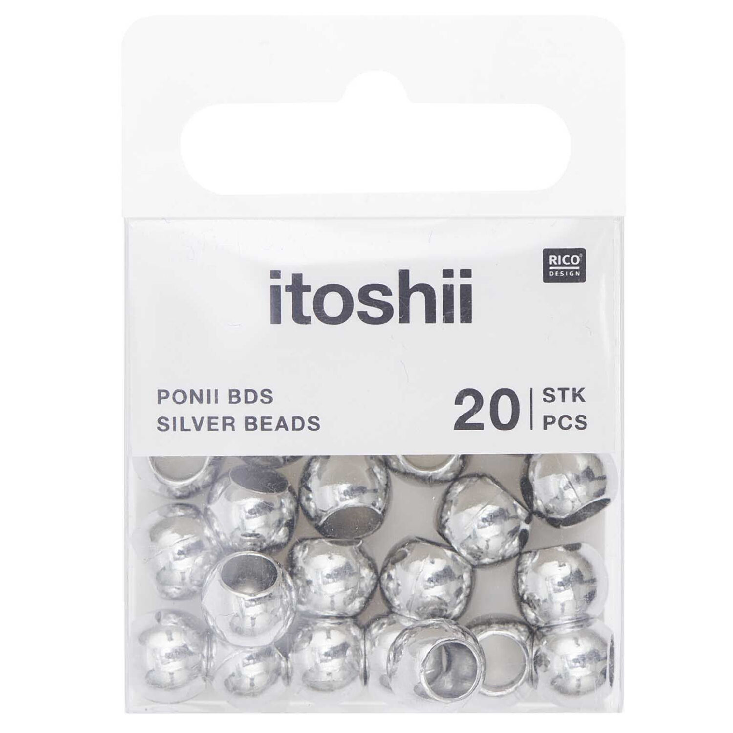Metall Gro�loch-Perlen, Itoshii Ponii, Perle, 9 x 7 mm, 20 Stk, Silber Bild 3