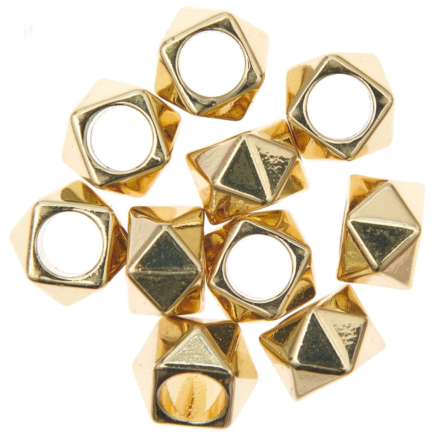 Metall Gro�loch-Perlen, Itoshii Ponii, Polygon, 11 x 7 mm, 10 Stk, Gold