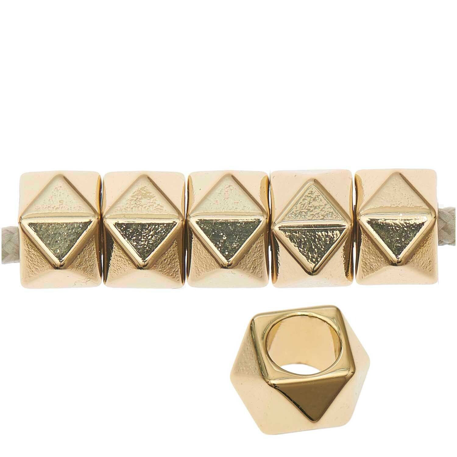 Metall Gro�loch-Perlen, Itoshii Ponii, Polygon, 11 x 7 mm, 10 Stk, Gold Bild 2