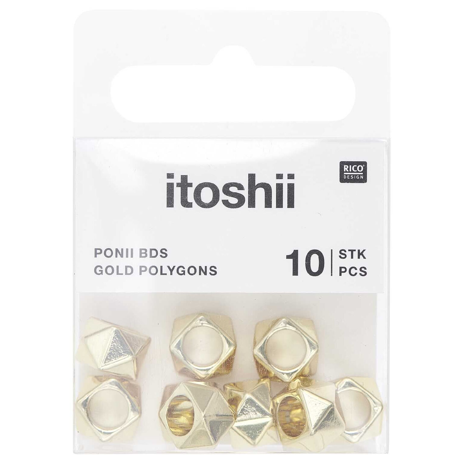 Metall Gro�loch-Perlen, Itoshii Ponii, Polygon, 11 x 7 mm, 10 Stk, Gold Bild 4