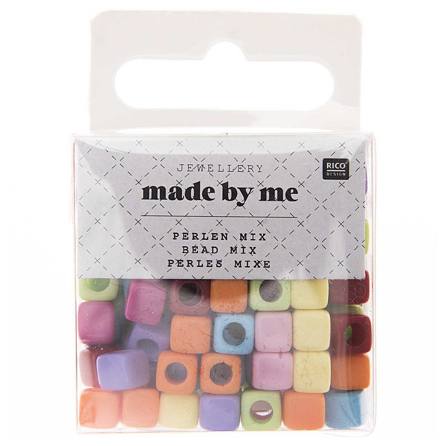 Kunststoff-Perlen, W�rfel Mix, 5 x 5 x 5 mm, 99 Stk, Multicolor Bild 2