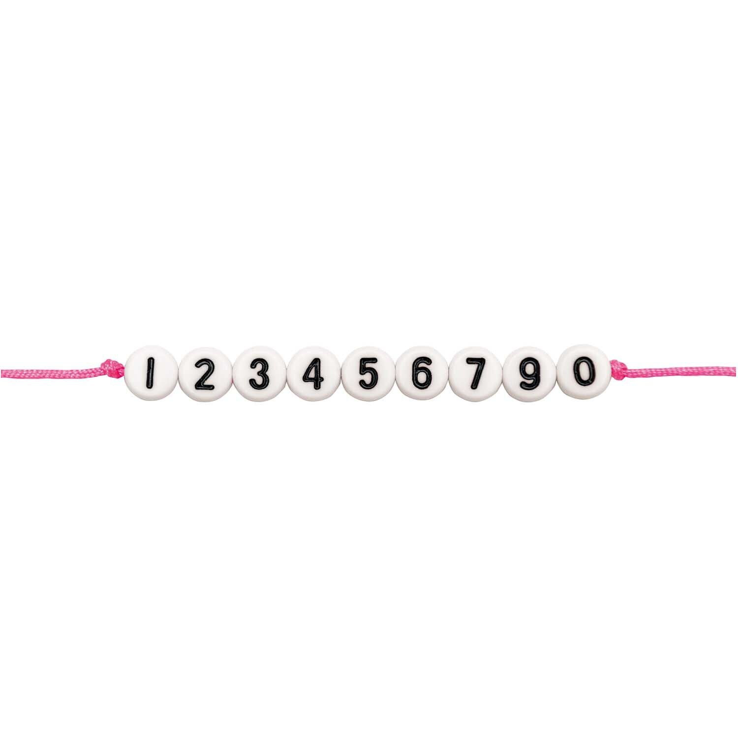 Kunststoff-Perlen, Zahlen Mix, 6 x 7 x 4 mm, 165 Stk, Wei�