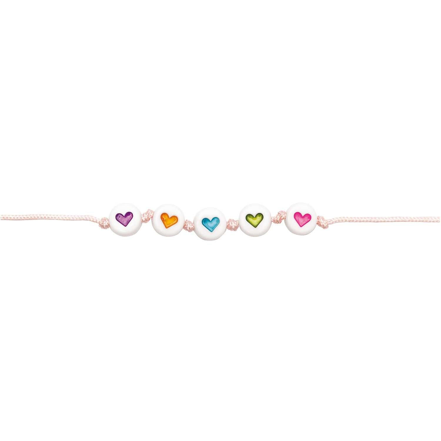 Kunststoff-Perlen, wei�, rund, 7 x 4 mm, 165 Stk, Herzen Pastell Bild 2