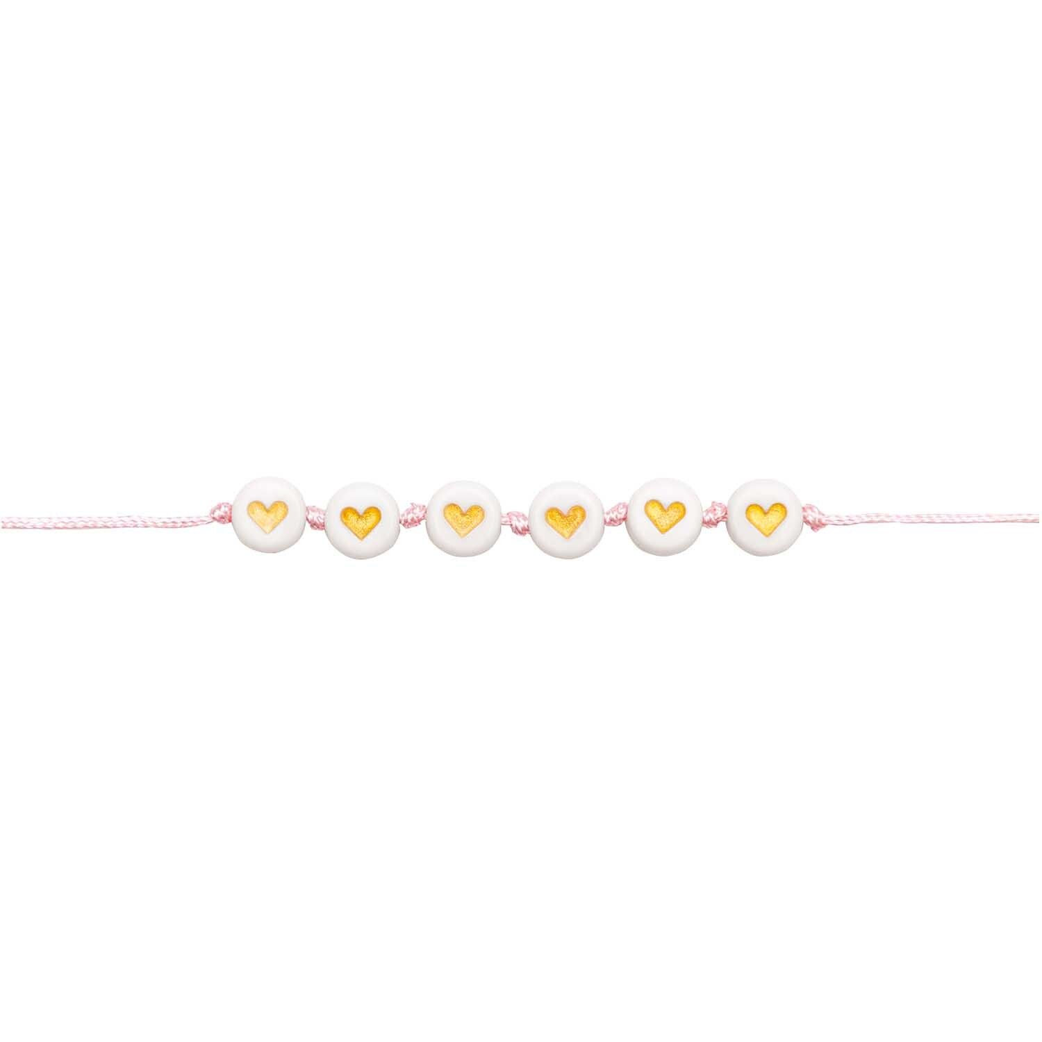 Kunststoff-Perlen, wei�, rund, 7 x 4 mm, 165 Stk, Herzen Gold Bild 2