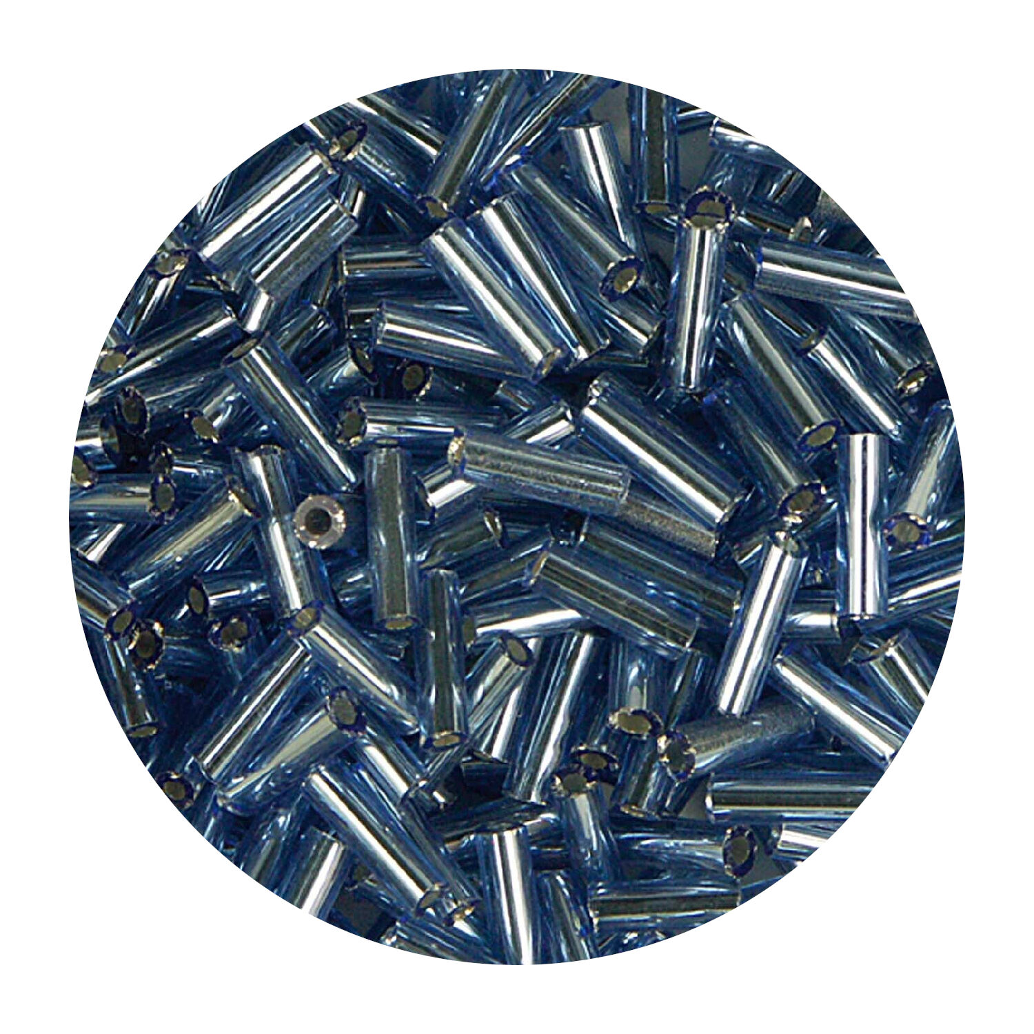 Rocailles-Perlen St�bchen, 6,75 mm, 14 g, T�rkis mit Silbereinzug