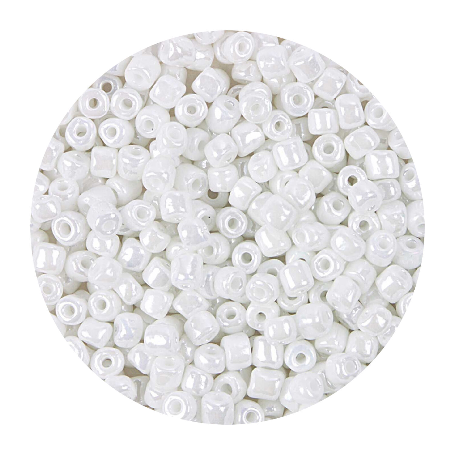 Rocailles-Perlen, 4 mm, 14 g, Wei� Irisierend