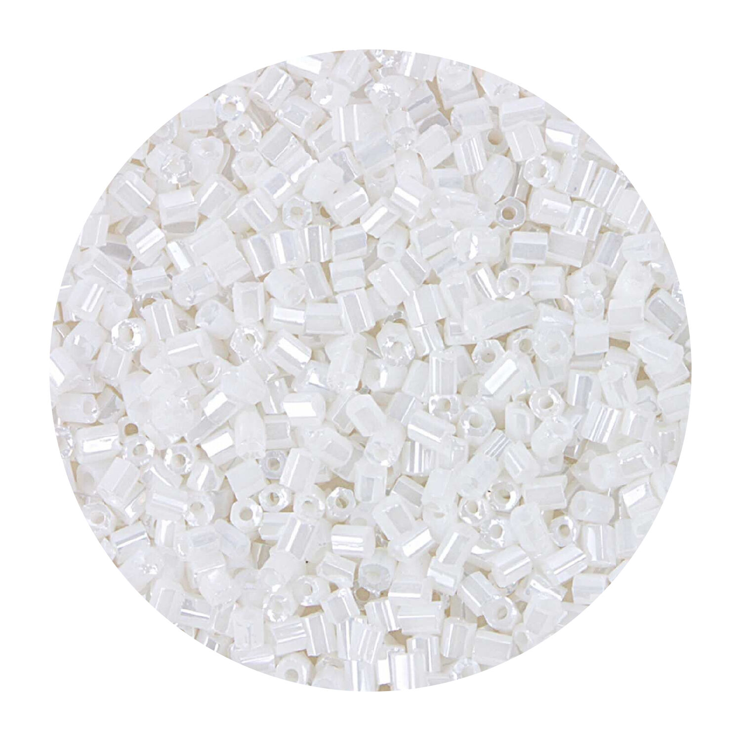 Rocailles-Perlen 2Cut, 2 mm, 14 g, Wei� Irisierend