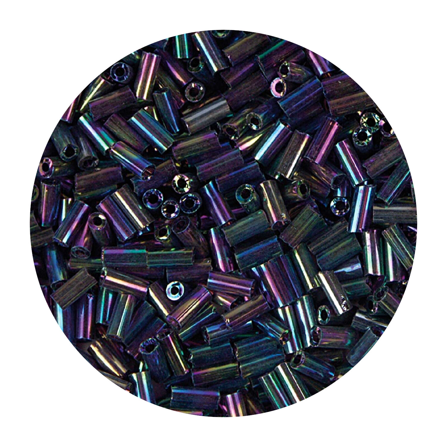 Rocailles-Perlen St�bchen, 6,75 mm, 14 g, Brombeer Regenbogen Matt