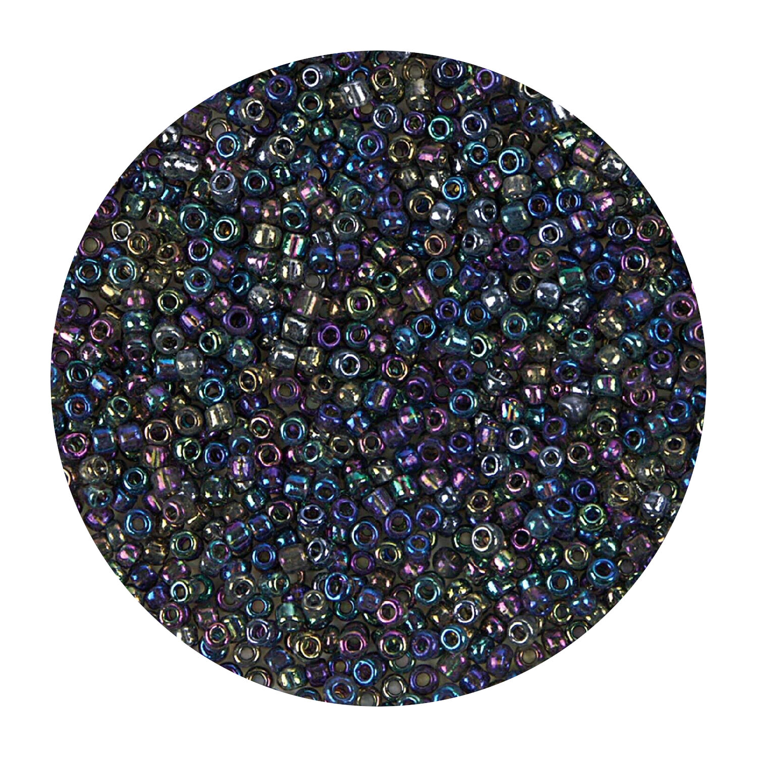 Rocailles-Perlen, 2 mm, 14 g, Oliv Regenbogen